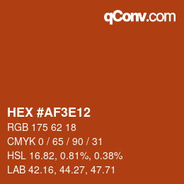 Color code: HEX #AF3E12 | qconv.com