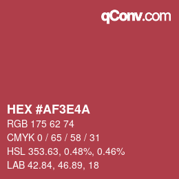 Color code: HEX #AF3E4A | qconv.com