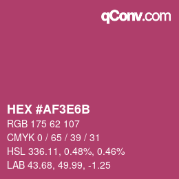 Color code: HEX #AF3E6B | qconv.com