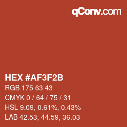 Color code: HEX #AF3F2B | qconv.com