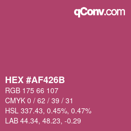 Color code: HEX #AF426B | qconv.com