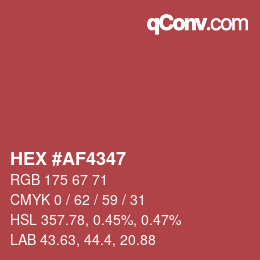 Color code: HEX #AF4347 | qconv.com