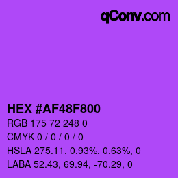 Color code: HEX #AF48F800 | qconv.com