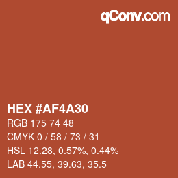 カラーコード: HEX #AF4A30 | qconv.com