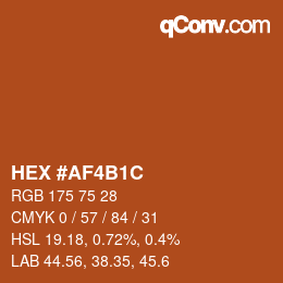Color code: HEX #AF4B1C | qconv.com
