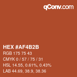 Color code: HEX #AF4B2B | qconv.com