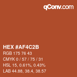 カラーコード: HEX #AF4C2B | qconv.com