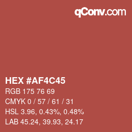 カラーコード: HEX #AF4C45 | qconv.com