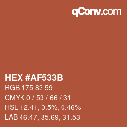 Color code: HEX #AF533B | qconv.com