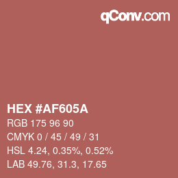 Color code: HEX #AF605A | qconv.com