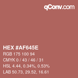 Color code: HEX #AF645E | qconv.com