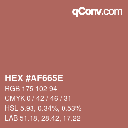 Color code: HEX #AF665E | qconv.com