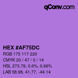 颜色代码: HEX #AF75DC | qconv.com