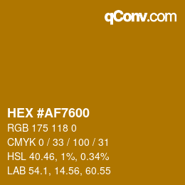 Color code: HEX #AF7600 | qconv.com