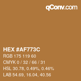 Color code: HEX #AF773C | qconv.com
