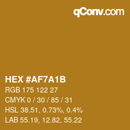 Color code: HEX #AF7A1B | qconv.com