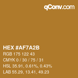 Color code: HEX #AF7A2B | qconv.com