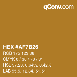 Color code: HEX #AF7B26 | qconv.com