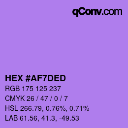 颜色代码: HEX #AF7DED | qconv.com