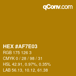 Color code: HEX #AF7E03 | qconv.com
