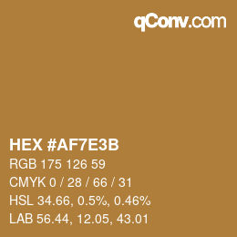 Color code: HEX #AF7E3B | qconv.com