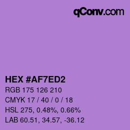 カラーコード: HEX #AF7ED2 | qconv.com