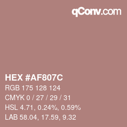 Color code: HEX #AF807C | qconv.com