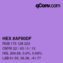 カラーコード: HEX #AF80DF | qconv.com