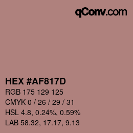 Color code: HEX #AF817D | qconv.com