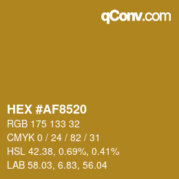 Color code: HEX #AF8520 | qconv.com