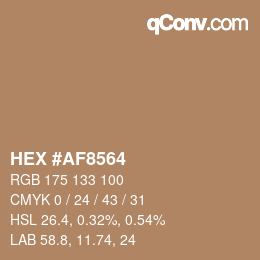 カラーコード: HEX #AF8564 | qconv.com