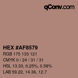 Farbcode: HEX #AF8579 | qconv.com