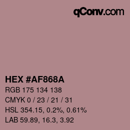 Color code: HEX #AF868A | qconv.com