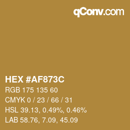 Color code: HEX #AF873C | qconv.com