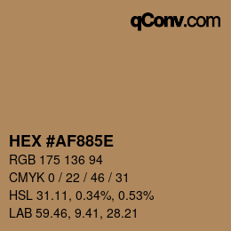Color code: HEX #AF885E | qconv.com