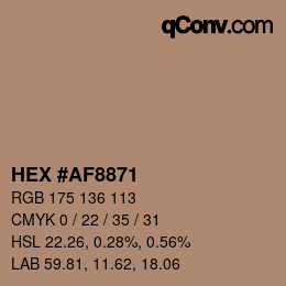 カラーコード: HEX #AF8871 | qconv.com