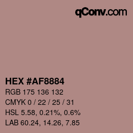 Color code: HEX #AF8884 | qconv.com
