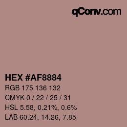 Color code: HEX #AF8884 | qconv.com