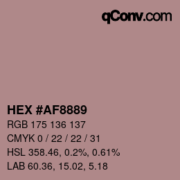 Farbcode: HEX #AF8889 | qconv.com
