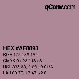 颜色代码: HEX #AF8898 | qconv.com