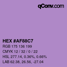 カラーコード: HEX #AF88C7 | qconv.com