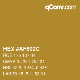 颜色代码: HEX #AF892C | qconv.com