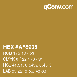 Color code: HEX #AF8935 | qconv.com