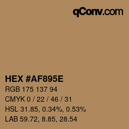 Color code: HEX #AF895E | qconv.com