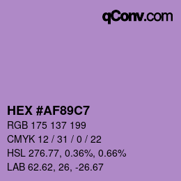 カラーコード: HEX #AF89C7 | qconv.com