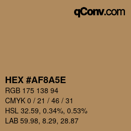 カラーコード: HEX #AF8A5E | qconv.com