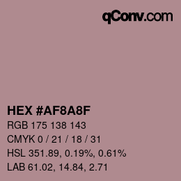 Color code: HEX #AF8A8F | qconv.com