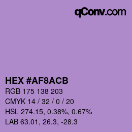 Color code: HEX #AF8ACB | qconv.com