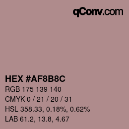 Color code: HEX #AF8B8C | qconv.com