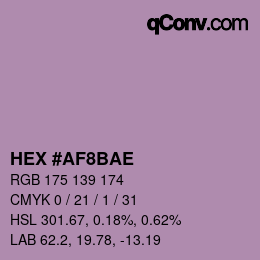Color code: HEX #AF8BAE | qconv.com
